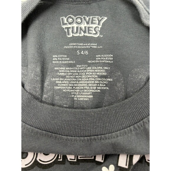 Looney Tunes Characters  Girls Gray‎  Graphic Short Sleeve Tee Size S (4/6) - Picture 5 of 7